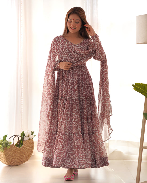 Heavy Pure Georgette With Floral Print Gown