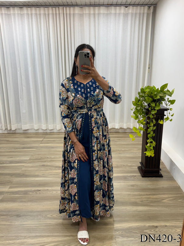 Heavy Reyon Fabric Mille Foil Gown