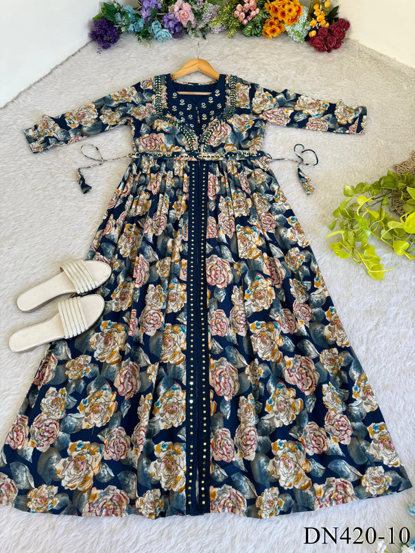 Heavy Reyon Fabric Mille Foil Gown