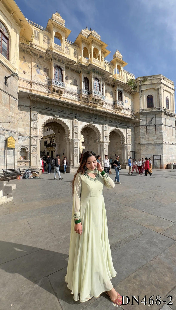 Fox Georgette Heavy Quality Embroidery Work Gown