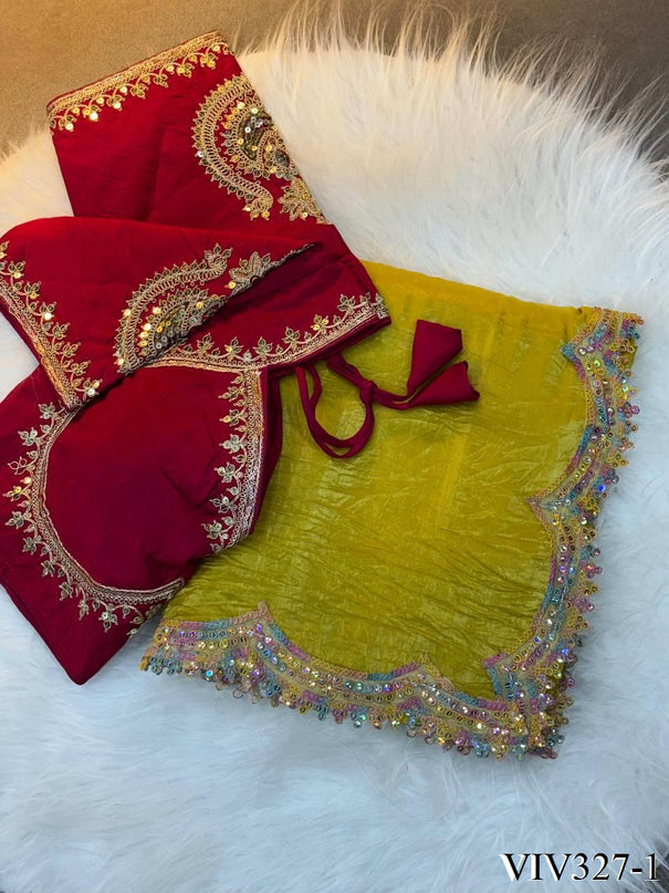 Gold Crush Two Tone Shining Light Weight Saree