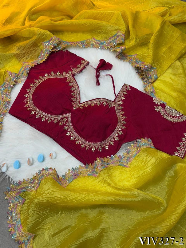 Gold Crush Two Tone Shining Light Weight Saree