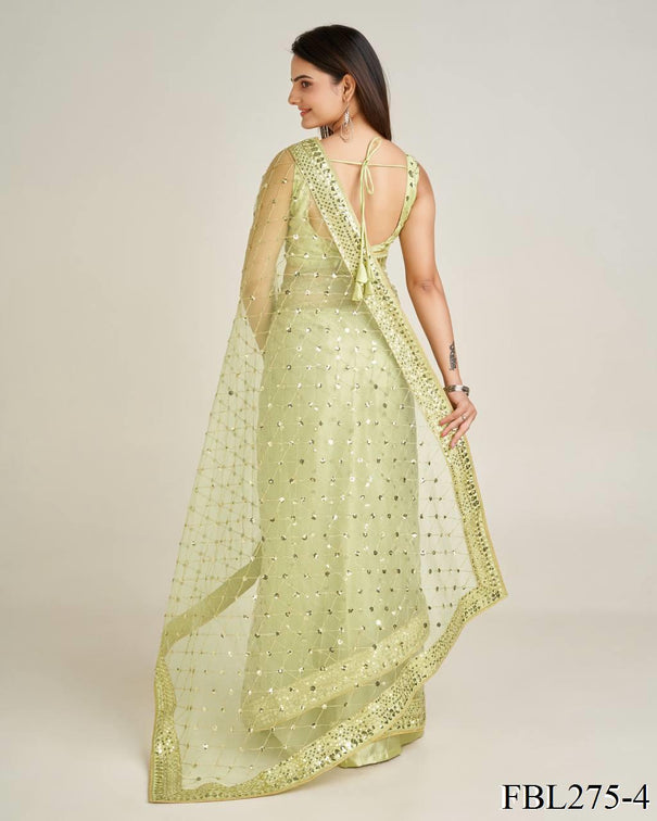 Net Fabric Sequins With Dori Work Saree
