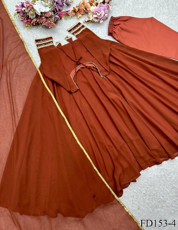 Fancy Handwork Gown Set with Latkan & Siqwans Dupatta