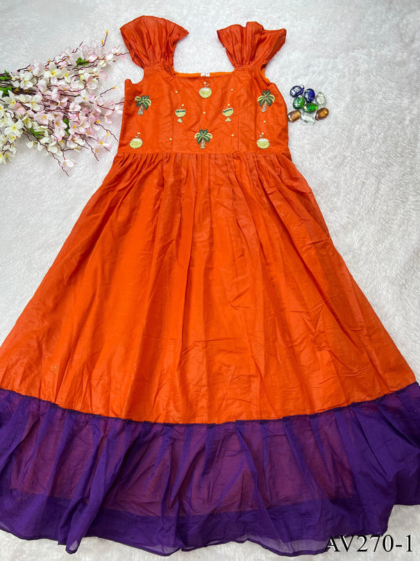 Elegant Moti Work Cotton Gown