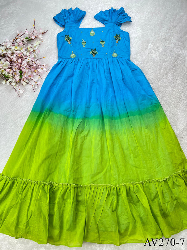 Elegant Moti Work Cotton Gown