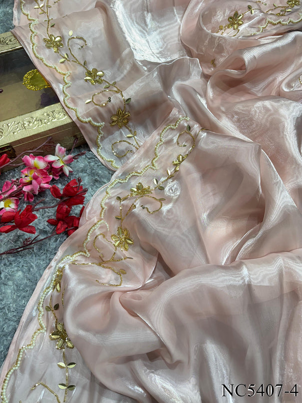 Pink Color Jimmi Choo Beautifull HandWork Saree