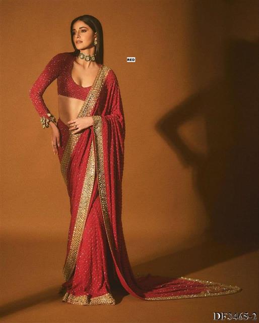 Heavy Quility Faux Georgette Sequins Work Saree