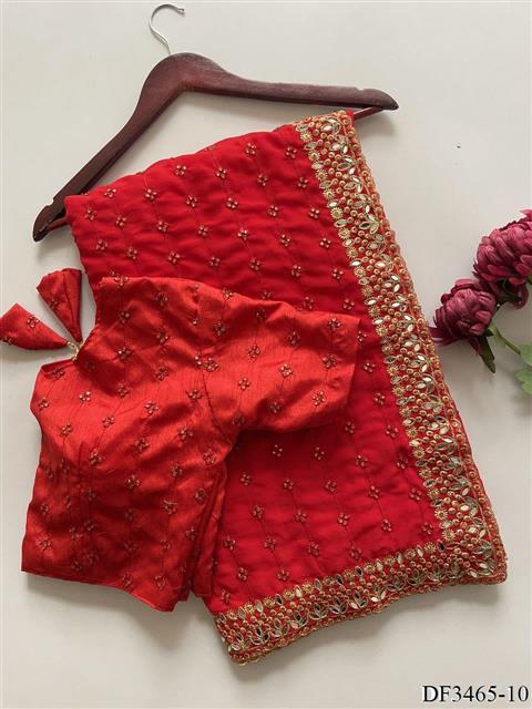 Heavy Quility Faux Georgette Sequins Work Saree