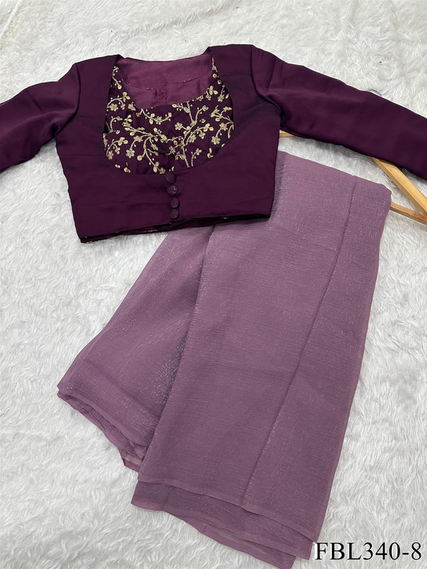 Sparkle Silk With Plain Sequience Work Saree