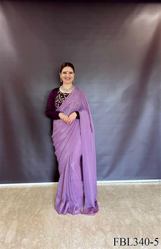 Sparkle Silk With Plain Sequience Work Saree