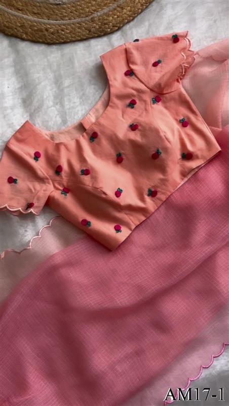 Pink Color Soft Cotton Beautifull Hand Dying Saree