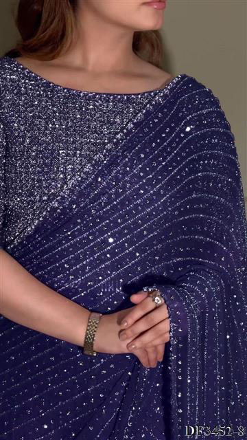 Beautifull Georgette Sequience Embroidery Work Saree