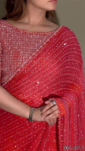 Beautifull Georgette Sequience Embroidery Work Saree