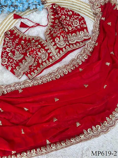 Fendy Satin Silk Saree With Sequins with Jari Dori Embroidery work