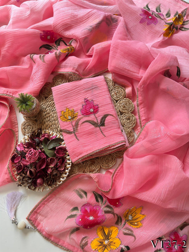 Premium Crunchy Crush Hand Work Saree