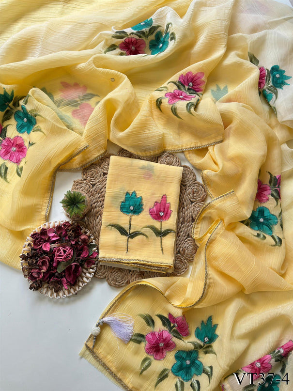 Premium Crunchy Crush Hand Work Saree