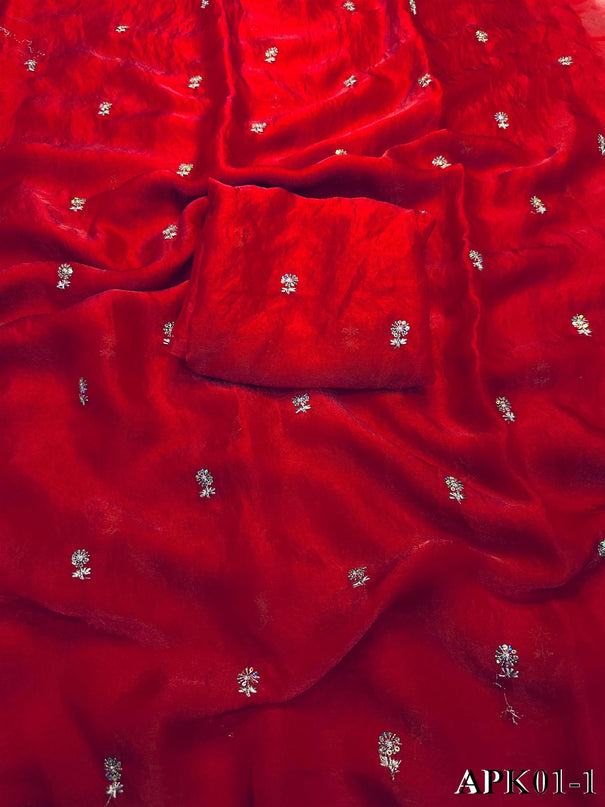 Fendy Sattin Dual Shaded With Zari Work Saree