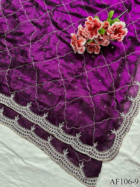 Pure Soft Fandy Silk With Daimond Khatli Work Saree