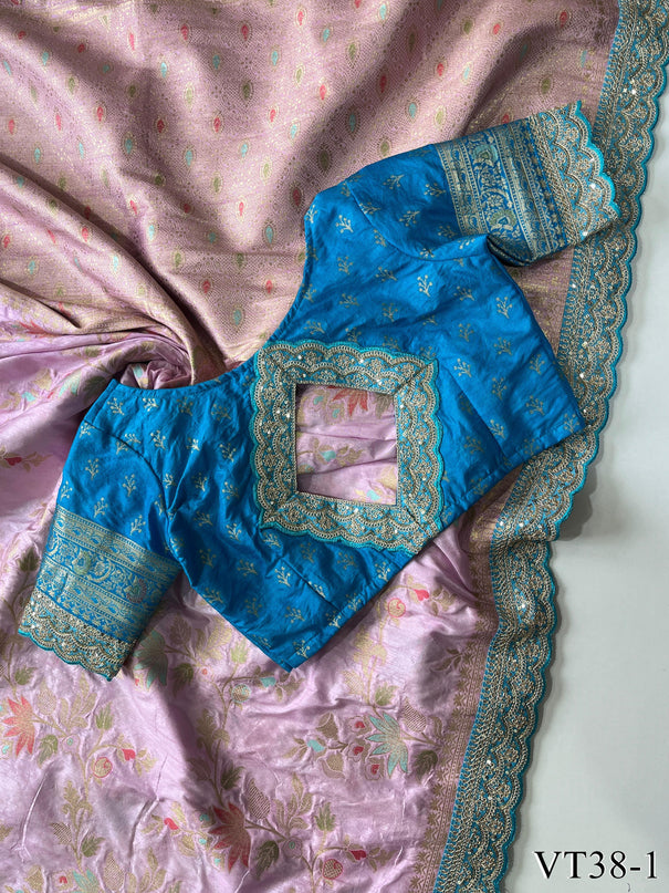 Pure Banarasi Silk With Weaving Flower Design Saree