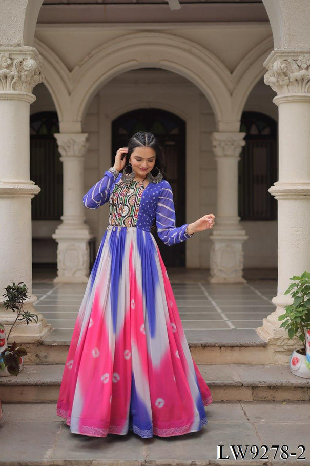 Navratri Special Fox Georgette Gamthi Work Gown