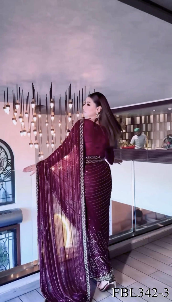 Wine Color Kasturi Silk With Sequience Work Saree