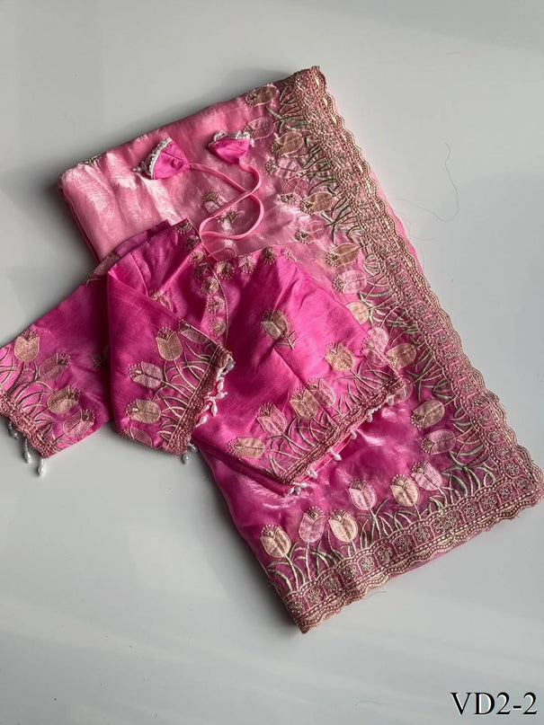 Pure Soft Fendy Pedding With Embroidery Work Saree