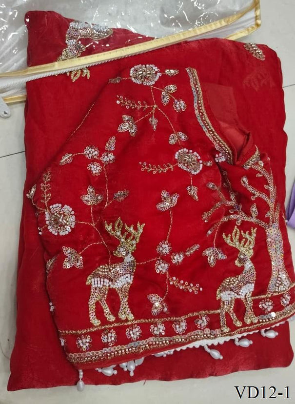 Very Soft Elegent Embroidery Work Saree