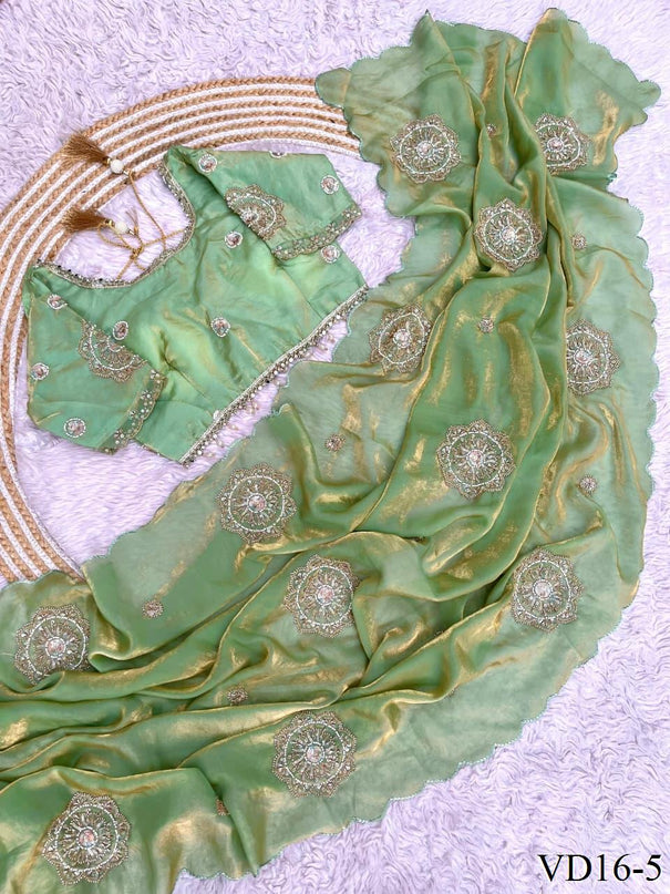 Rich Look Space Silk With Amazing Embroidery Work Saree