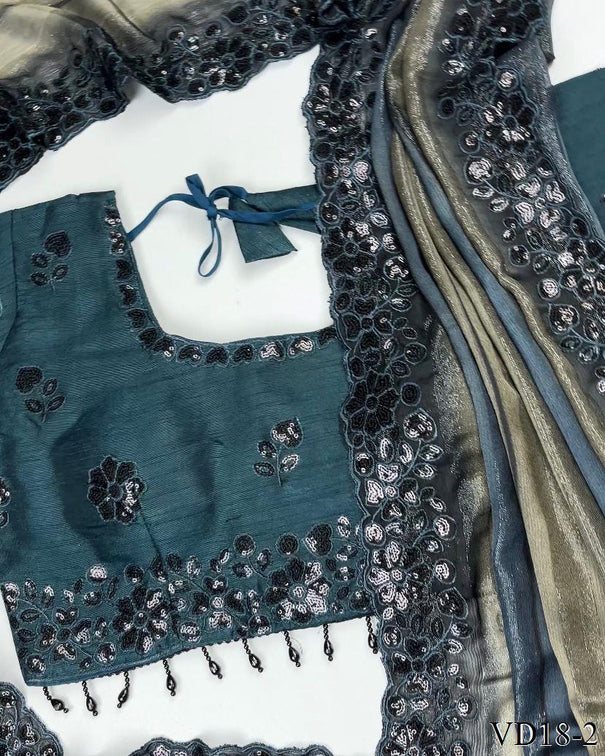 Pure Soft Georgette Pending Weaving Work Saree