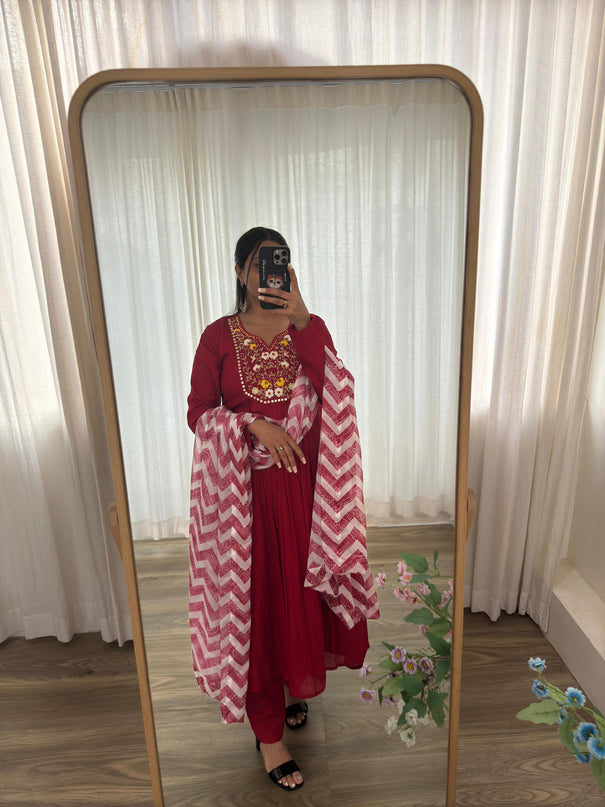 Pure Viscos Muslin Silk With Hand Work Gown