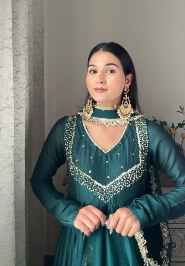 Embrodary Work With Full Sleeves And Work Gown