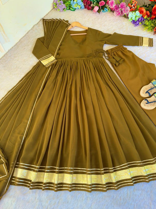 Pure Fox Georgette With Heavy Butter Cotton Gown