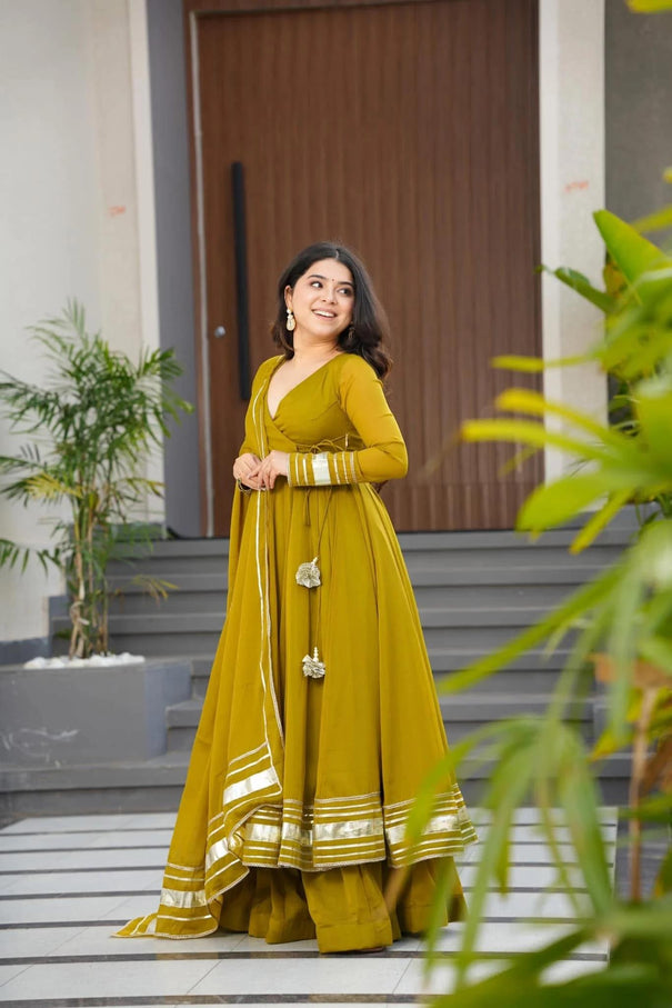Pure Fox Georgette With Heavy Butter Cotton Gown