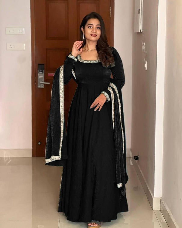 Embroidery sequence Work With Heavy Fandy Silk Gown