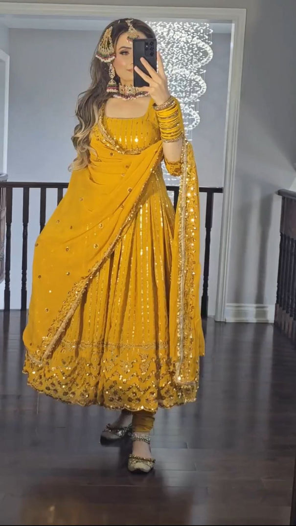 Havy Fox Goargate With Embroidery WOrk With Full Sleeves Micro Cotton Gown