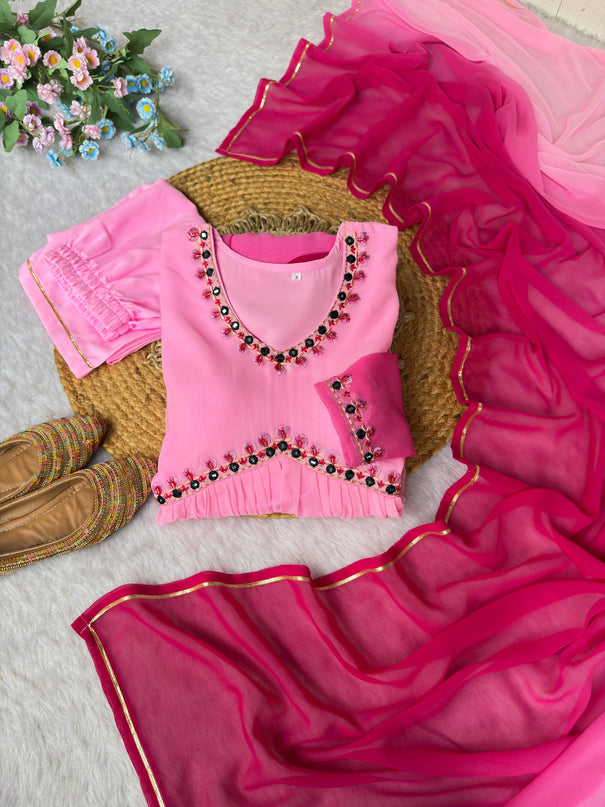 Georgette Printed Color Heavy Butter Cotton Gown