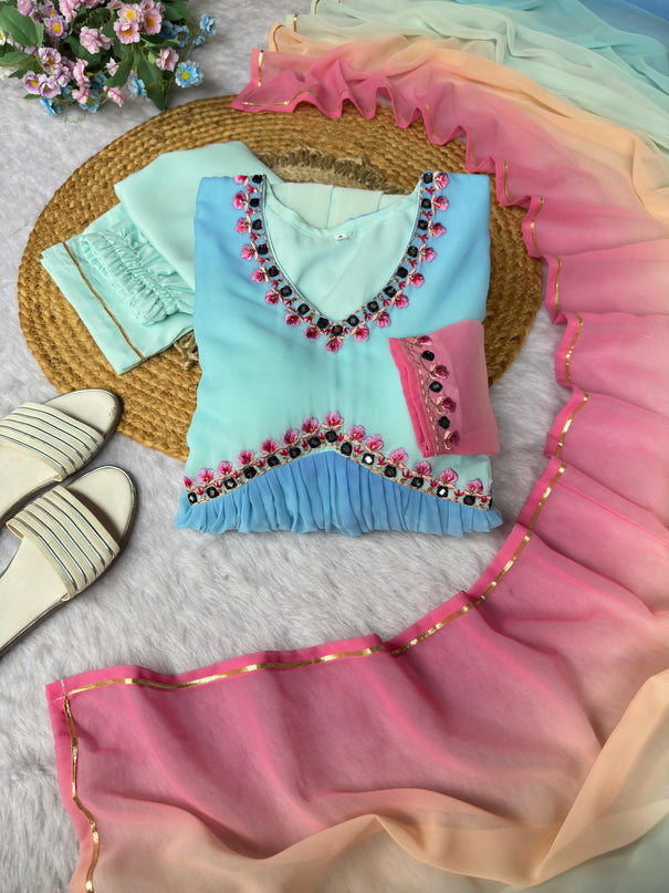 Georgette Printed Color Heavy Butter Cotton Gown