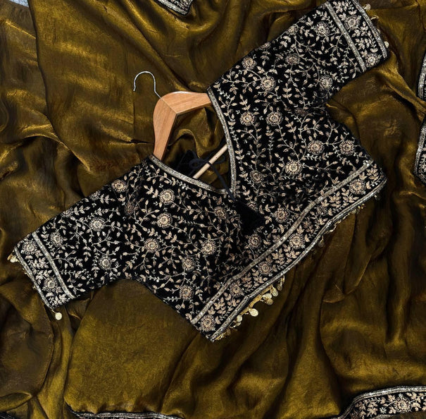 Pure Space Silk Sequence And Zari Work Saree