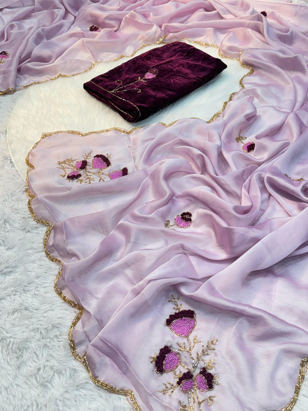 Soft Rangoli Silk With Handwork Saree