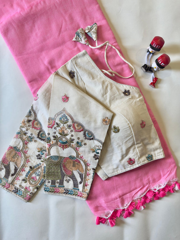 Khadi Cotton Tasselse Border Saree