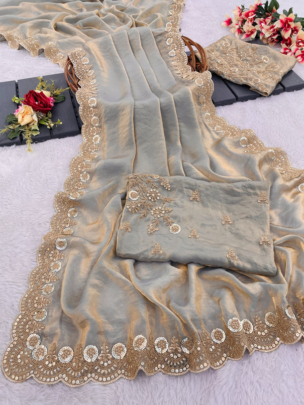Rich Wear Space Silk With Coding Work Saree