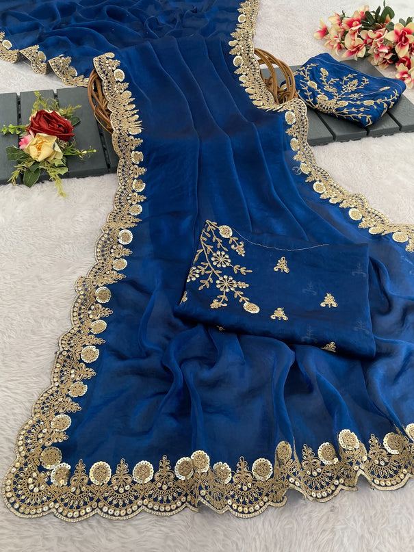 Rich Wear Space Silk With Coding Work Saree