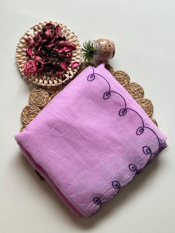 Pure Cruncy Crush Designer Arco Border Saree