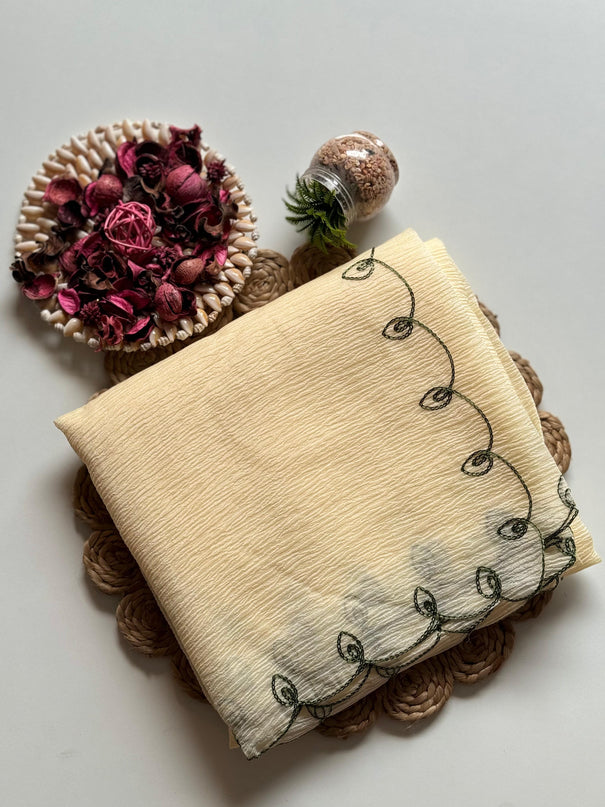 Pure Cruncy Crush Designer Arco Border Saree