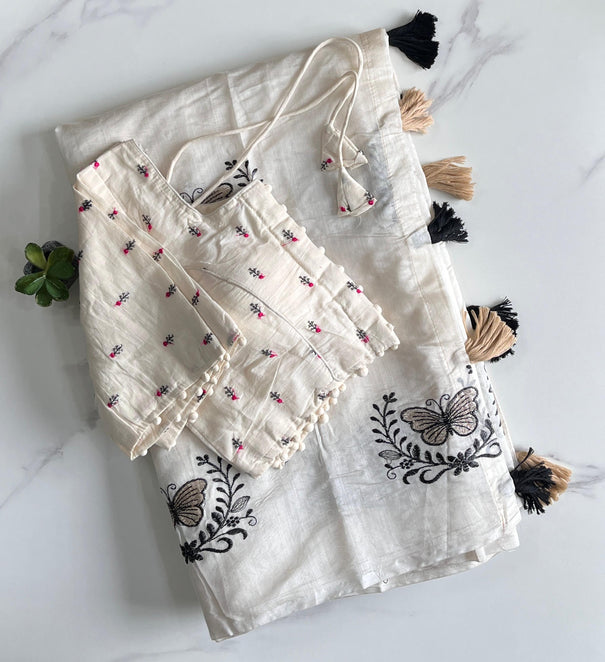 Premium Quality Premium Chanderi With Butterfly Work Saree