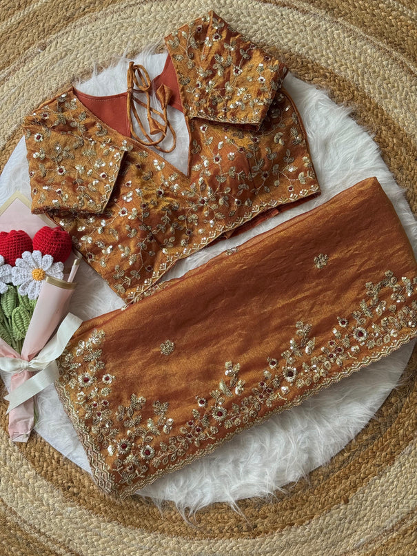 Fendy Chiffon With Embroidery Sequins Work Saree