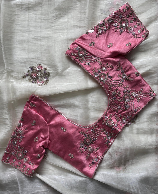 White Color Pure Gold Crush Tissue Fabric Sequins Work Saree