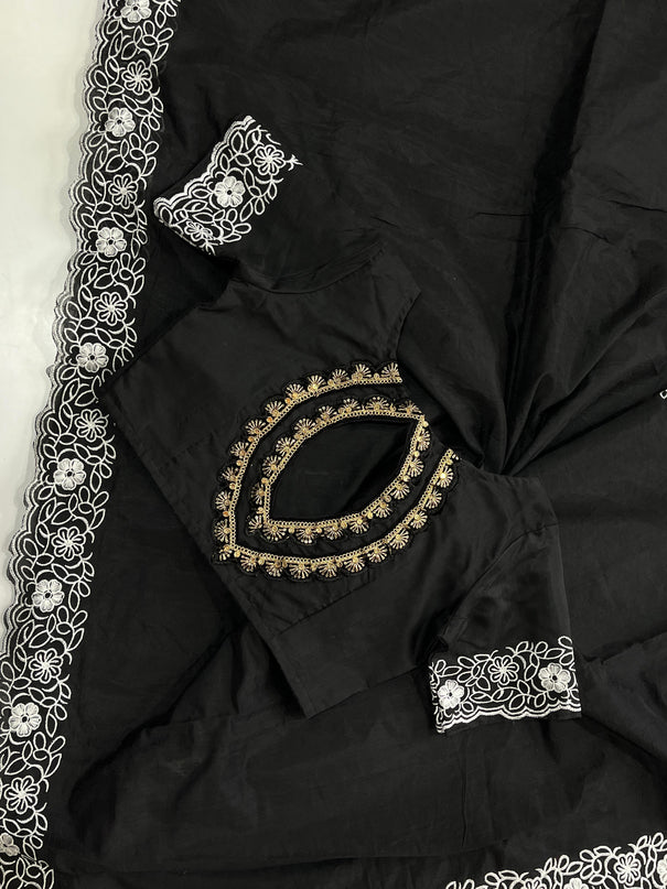 Pure Chanderi Cotton Embroidey Work Saree