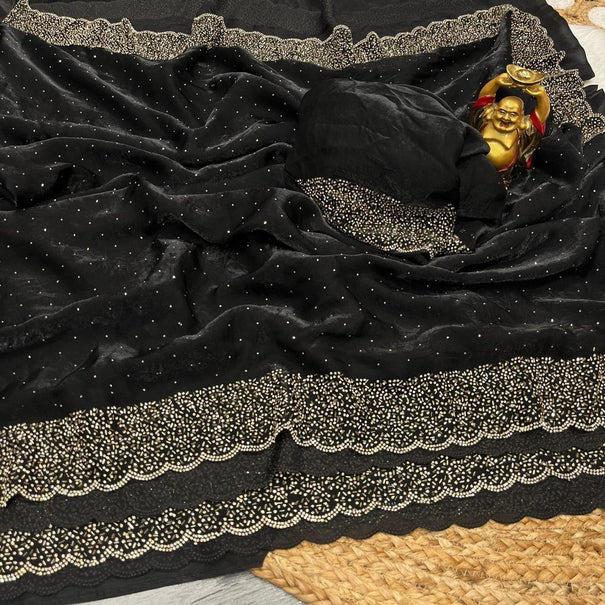 Space Silk With Jarkhan Work Saree